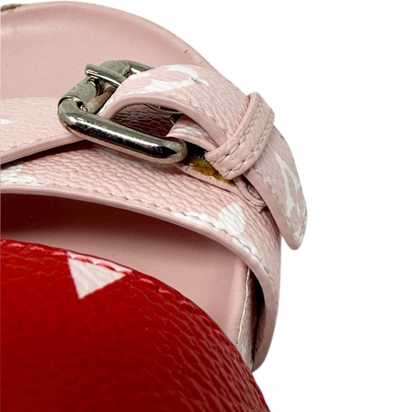 Louis Vuitton Bom Dia Monogram Canvas Flat Slide Sandals Pink Red Size 37 - Picture 9 of 12